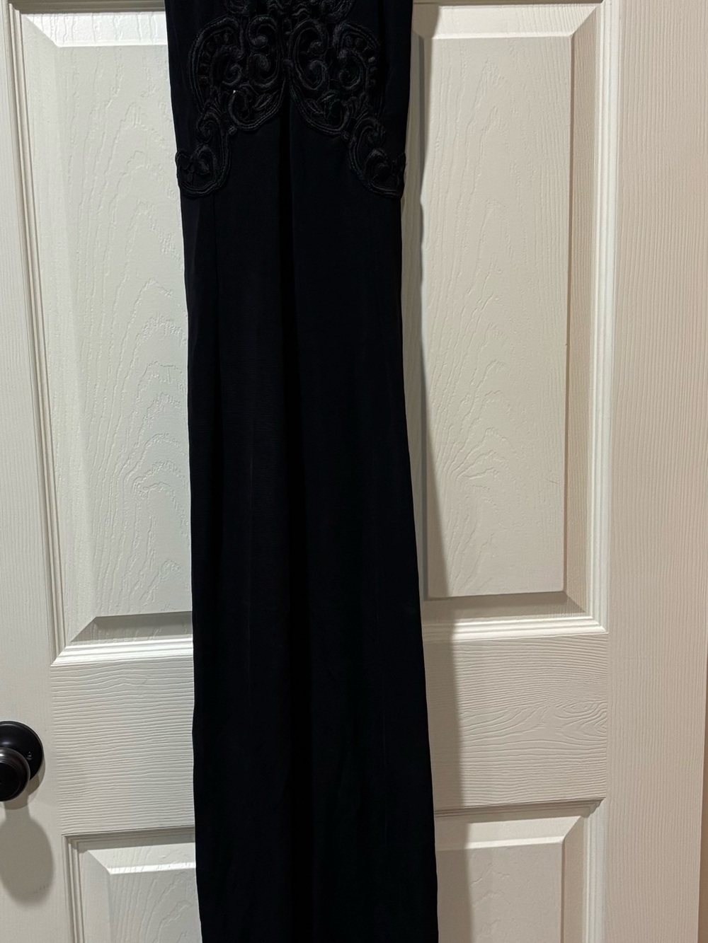 Black Halter Maxi Dress with Lace Cutout - Picture 2 of 6